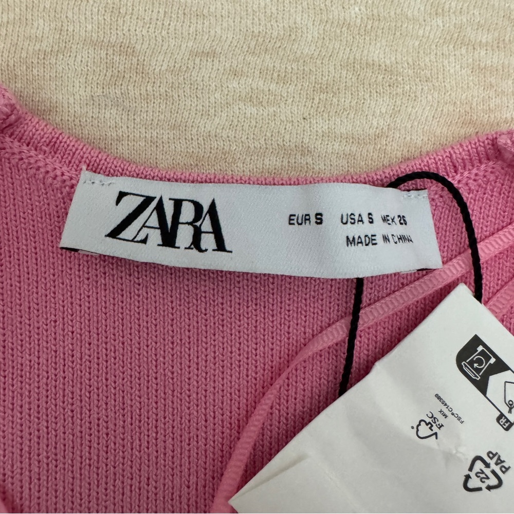 NWT Zara Women’s Size S US Pink Polyester Gold-Button Casual Vest - Picture 4 of 9